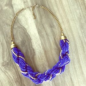 Blue and Gold Beaded Necklace.